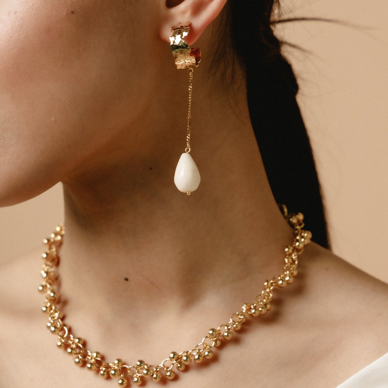 Elegant Melt Flow Drop Earrings Plated in 4-18k Gold